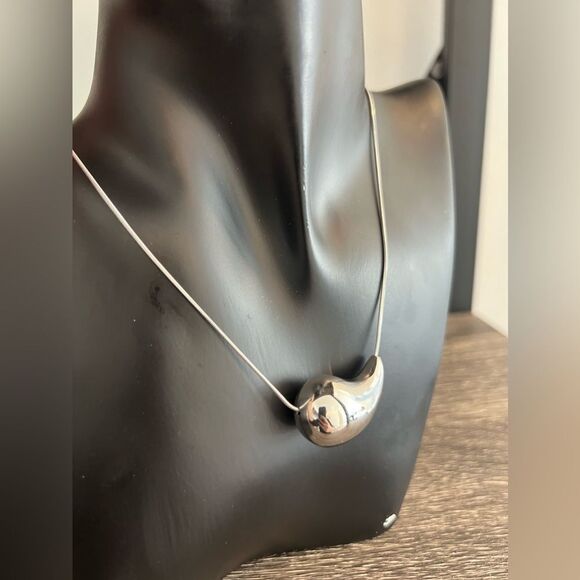 Silver Teardrop Pendant Necklace - Picture 6 of 13